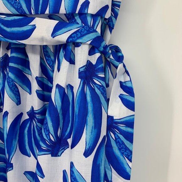 HT 360 Collective Skirt Blue Banana Print Maxi Tie Waist High Waist - Picture 8 of 16